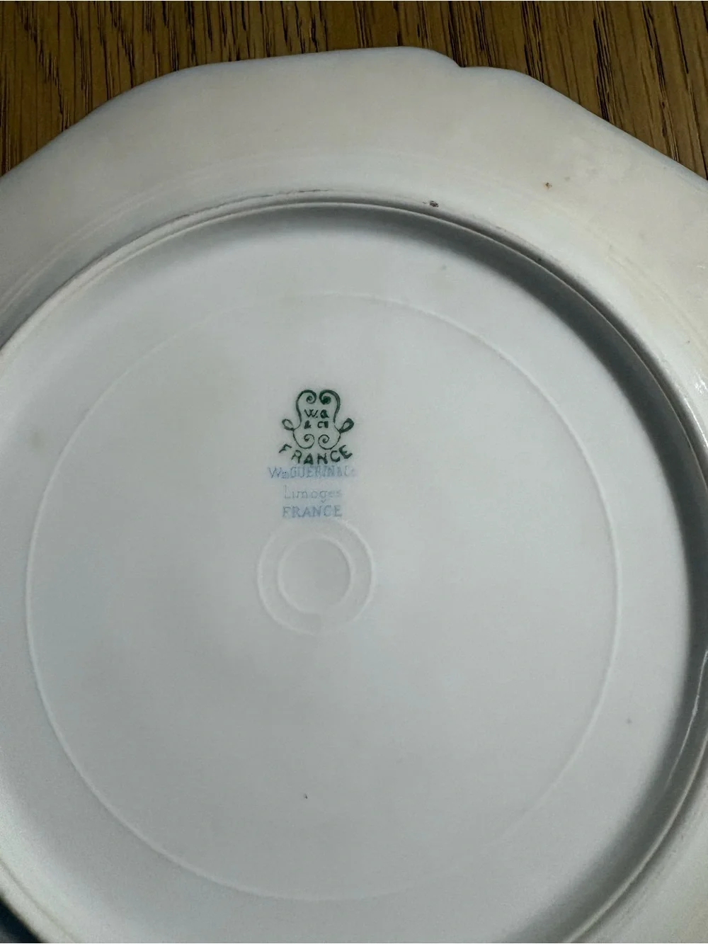 Limoges Cobalt and Gold Trim Dessert Plate with Pink Floral Motif